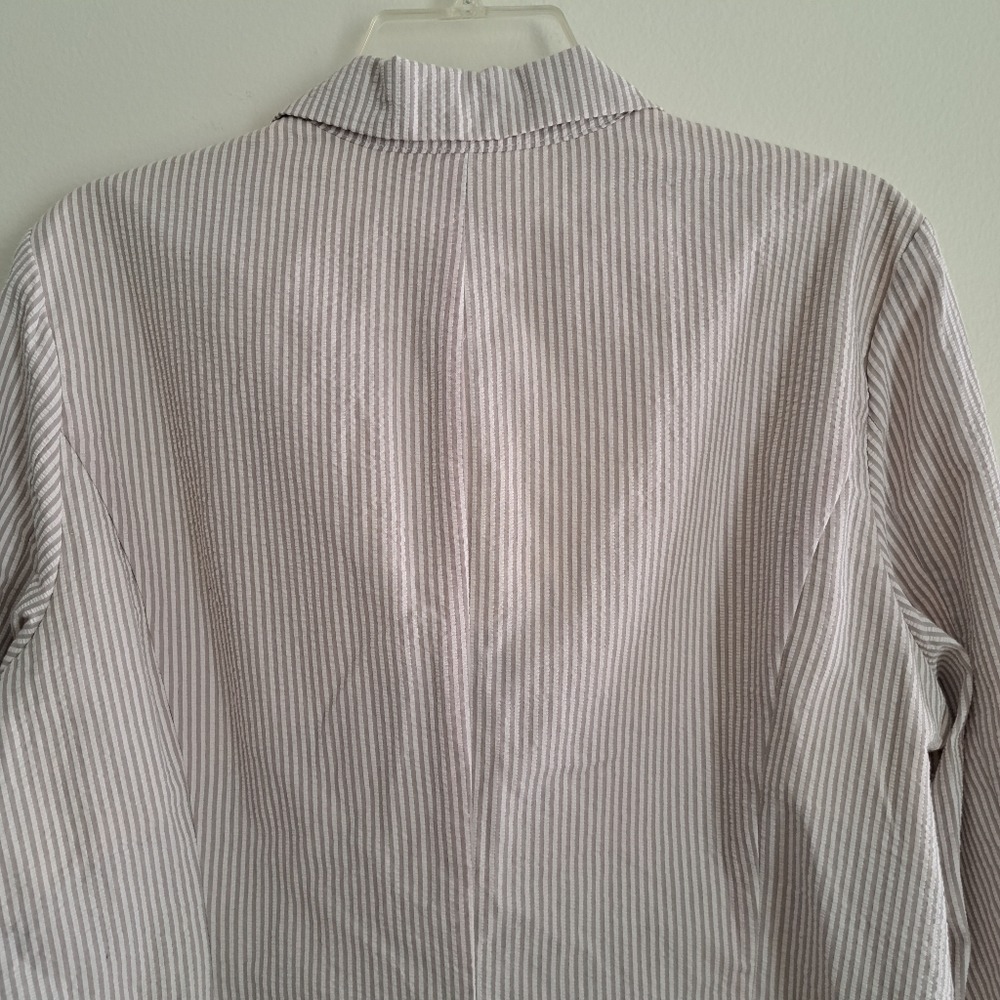 Merona Women's Seersucker Stripe Blazer Jacket XL TG Blue White Button Front - Picture 5 of 6